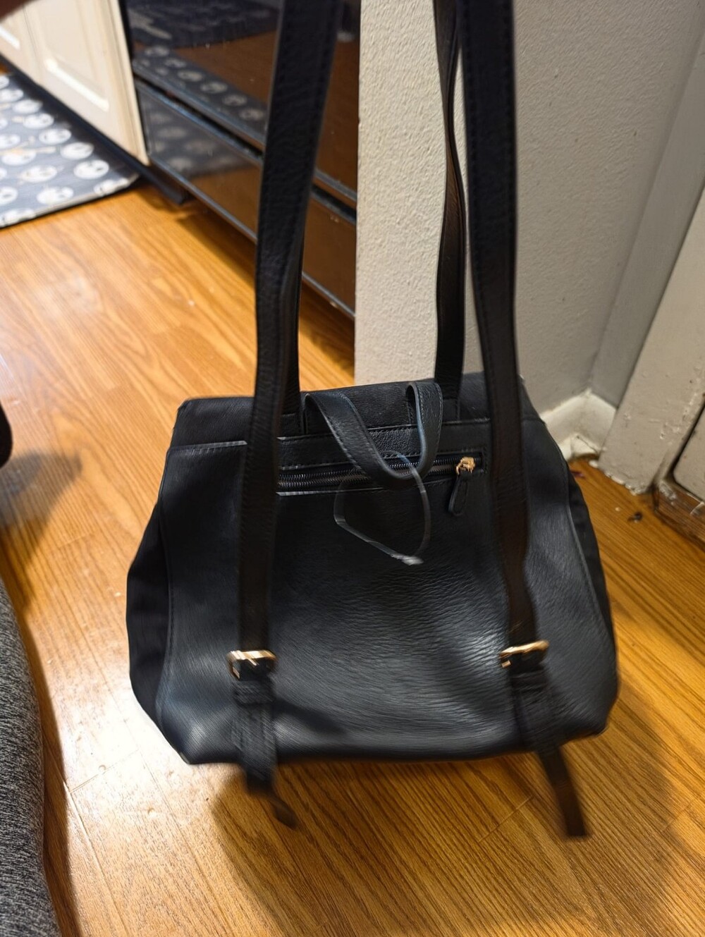 LC Lauren Conrad Black Shoulder Tote with Gold Accents